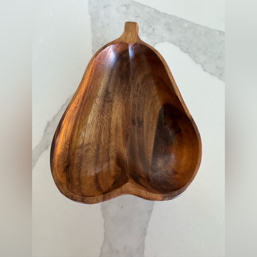 Wooden Pear-Shaped Serving Bowl
